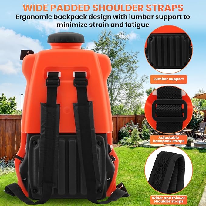 Battery Powered Backpack Sprayer 5.4 GallonAdjustable Wheeled Cart 0-94 PSI6 Hours Long Battery Life12V 8Ah BatteryBackpack Sprayer with 4 Nozzles for Weeding Spraying Cleaning