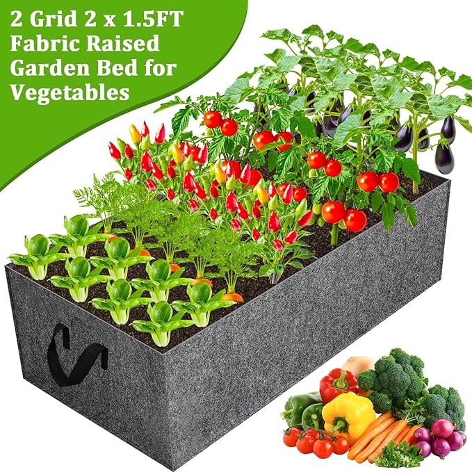 Cucumber Trellis with Grow Bag 50 x 36 Inches Reusable Garden Vegetable Trellis with Fabric Raised Bed Climbing Net and Plant Support Clips for Greenhouse Climbing Plants