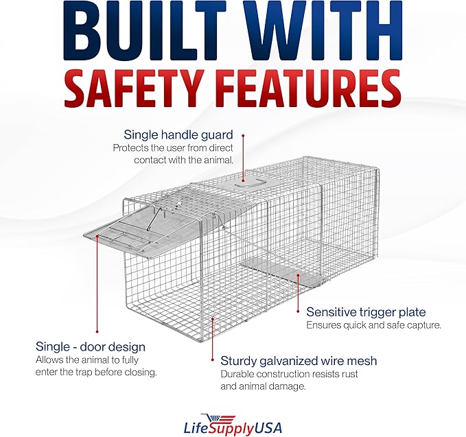 Heavy Duty Catch Release Large Live Humane Animal Cage Trap (24 x 7 x 7)