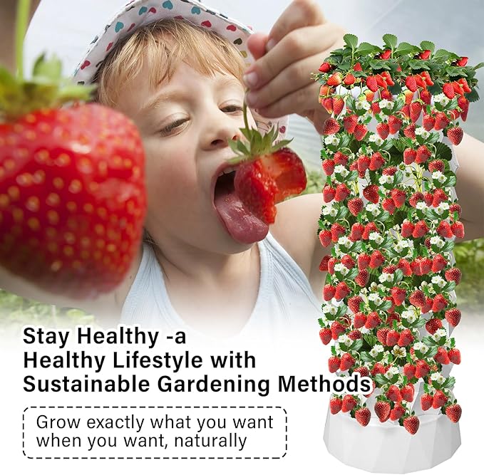 80 Pots Hydroponics Tower Set Vertical Hydroponic Growing System with Water Pump Indoor Outdoor Planter Tower Starter Kit for Growing Strawberries Tomatoes Lettuce Plants &amp Vegetables at Home