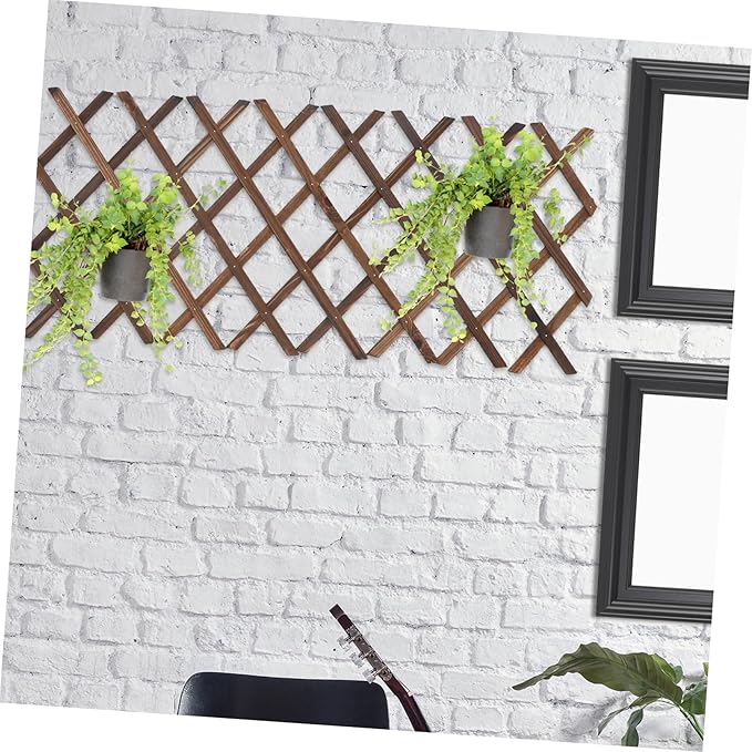 Expandable Wood Lattice Fence Rustic Garden Trellis for Climbing Plants Outdoor Balcony Patio Decor Adaptable Wooden Frame Supporting Vine Growth and Natural Elegance