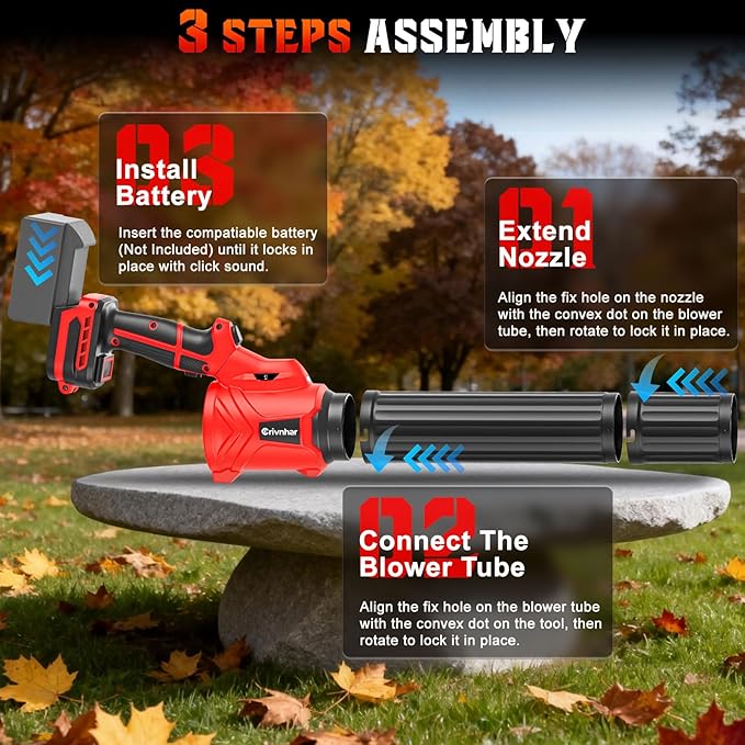 Cordless Leaf Blower for Milwaukee 18V Batteries(No Battery) Handheld Mini Turbo Blowers with 180°Rotatable Head 6-Speed Power Display Battery Powered Blower for Leaves/Dust/Garage/Lawn