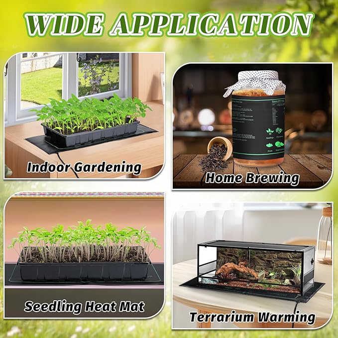 4 PCS Durable Seedling Heat Mat for Plants - 10'' x 20.5'' Bulk Seed Starting Heating Mat for Indoor Grarden Greenhouse Waterproof Warm Hydroponic Seed Mat for Plant Germination Growth