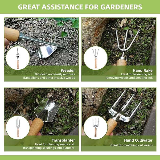 2026 Upgrade 11-Piece Gardening Tools for Women with Gardening Knee Pads and Repotting Mat Heavy Duty Stainless Steel Gardening Hand Tools Durable Garden Supplies Kit Ideal Gifts for Men Gardeners