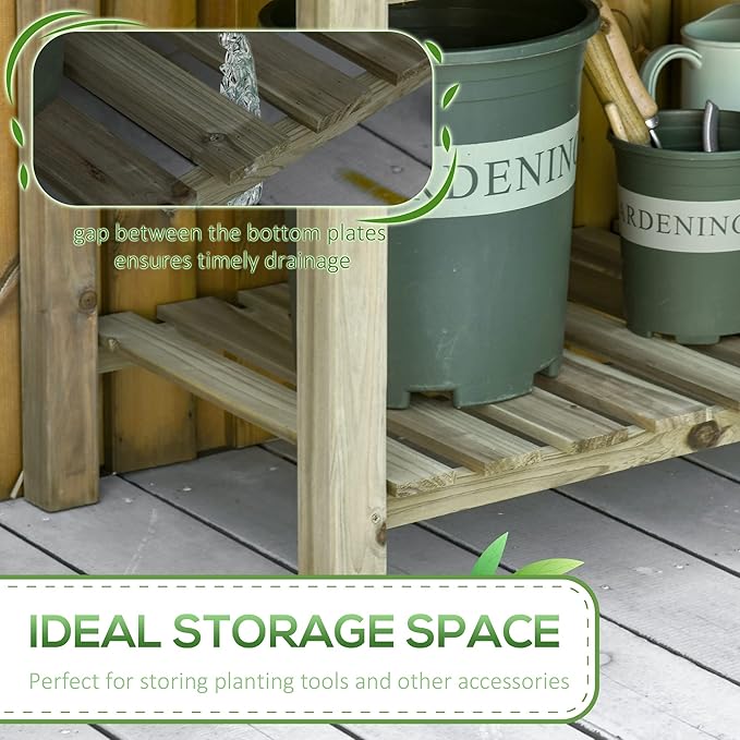 36 Raised Wood Garden Bed - 2-Tier Vegetable Garden &amp Outdoor Planter Box with Storage Shelf