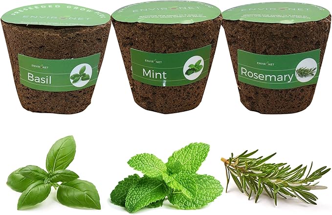 3 Inches Preseeded Herb Seeds Starter Plug for Soil and Hydroponic Applications Seeds Starter Sponge Pod Replacement for Hydroponic Garden kit 3 Pack(Basil Mint Rosemary)