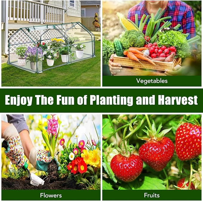 Mini Greenhouse for OutdoorPortable Greenhouse Outdoor Garden w/ Roll-up Zipper DoorWaterproof &amp UV Protected Green House for Outside Garden Patio Backyard71x36x36