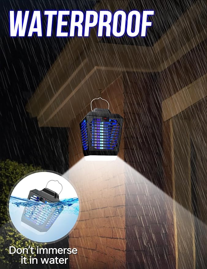 New Fi 4200V Bug Zapper Waterproof Electric Flying Insect Trap with LED Light ABS Housing Indoor Fly Trap and Outdoor Mosquito Zapper Plug‑in for Home Patio Garden