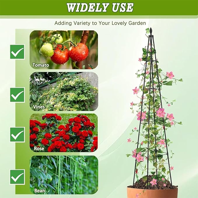 Cucumber Trellis - Foldable Metal Climbing Support Rust-Resistant Outdoor Plant Frame Vertical Growing Structure | Tomato Pea Bean Vegetable Flower Holder for Garden Patio Yard Indoor Greenhouse