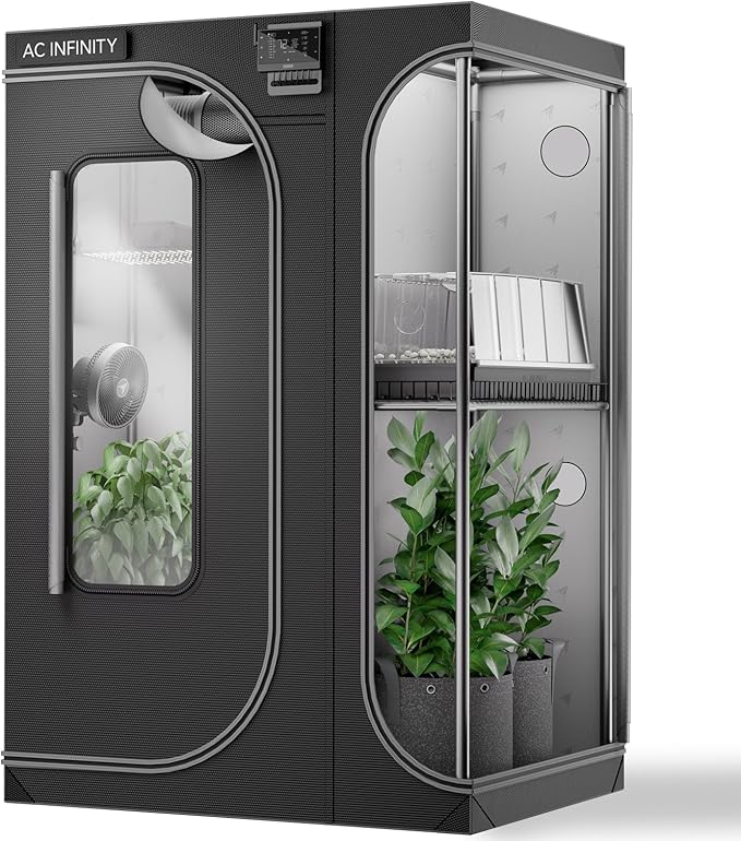 AC Infinity CLOUDLAB 743D 2-in-1 Advance Grow Tent 3x2 Thickest 1 Poles 2000D Mylar Canvas Lab-Tested Highest Reflectivity Largest Zipper Window Controller Mount Plate 48” x 36” x 72” Indoor Grow
