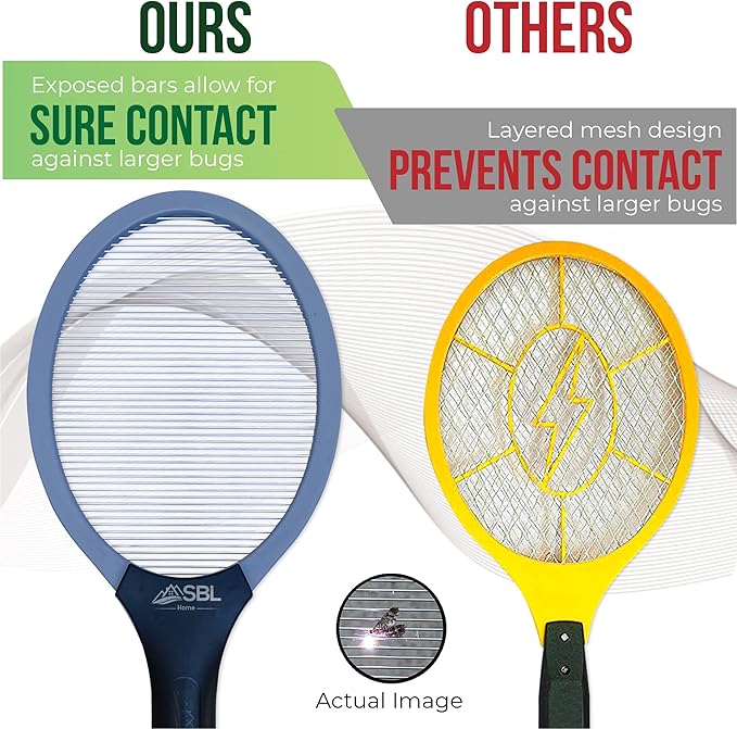 Electric Fly Swatter Racket Electric Mosquito Swatter Bug Zapper Racket Electric Fly Bat with Patented Wall Case Gray Black (2 Pack)
