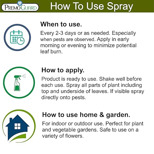Plant &amp Garden Pest Control by Premo Guard - 32 oz - Insect &amp Disease Control for Organic Gardening - Effective Natural Plant Based Formula for Inside &amp Outside Plants