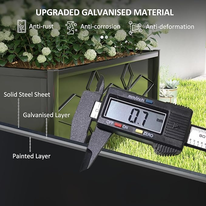 35.4x15.7x47.2 110lb Weather-Resistant Robust Durable Galvanized Steel Raised Garden Bed with Climbing Trellis and Efficient Drainage Black