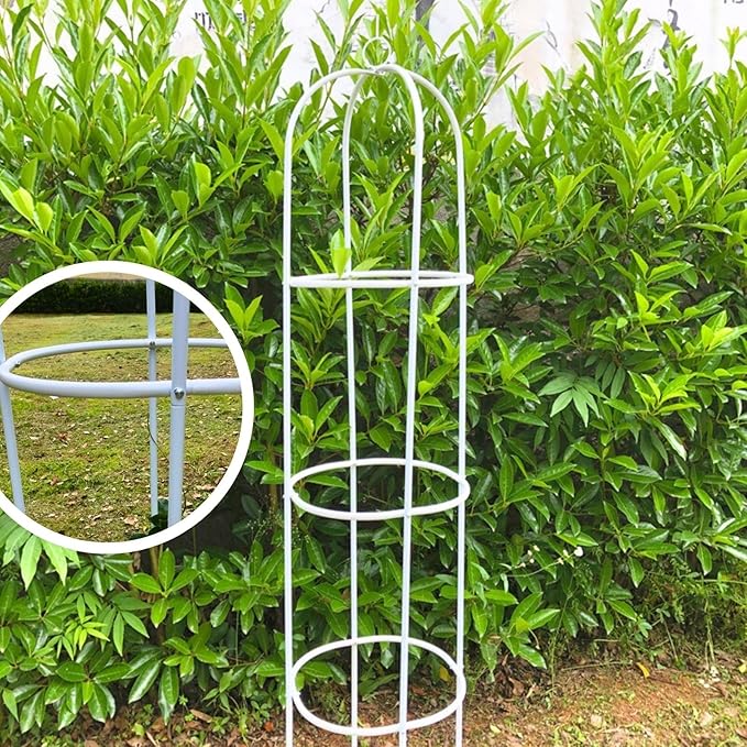 100% Metal Obelisk Trellis for Climbing Plants Outdoor Indoor 6.2Ft Tall Powder-Coated Thicken Steel Towering Plant Support Weather-Proof Garden Trellis for Vine Vegetables Flowers(White)