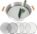 Large 14.57 Soil Sifter with 5 Interchangeable Stainless Steel Mesh Screens (1/3/6/9/12mm) + Stainless Steel Hand Trowel + Galvanized Garden Sieve for Compost Sand Gravel &amp Cat Litter (Silver)