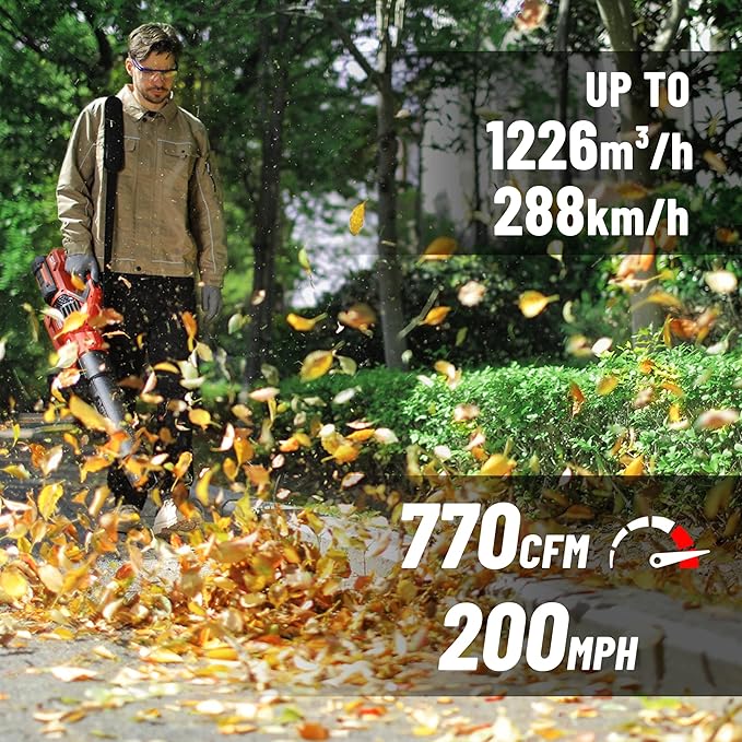 58V Cordless Leaf Blower Brushless 770 CFM 180MPH Power Variable-SpeedElectric Blower with 4Ah Battery and 5A Fast Charger for Lawn Care Yard Outside(KDLB58211BDM)