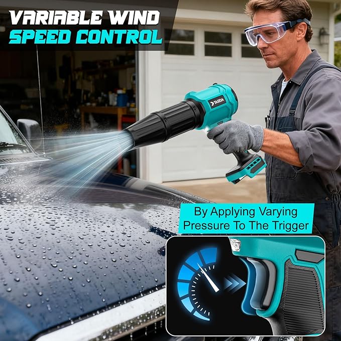 Cordless Leaf Blower Compatible for Makita 18V Battery(NO Battery) Mini Turbo Jet Blower with 2 Nozzles Lightweight &amp One-Hand Use for Patio Garage Yard Cleaning Car Dryer(Tool Only)