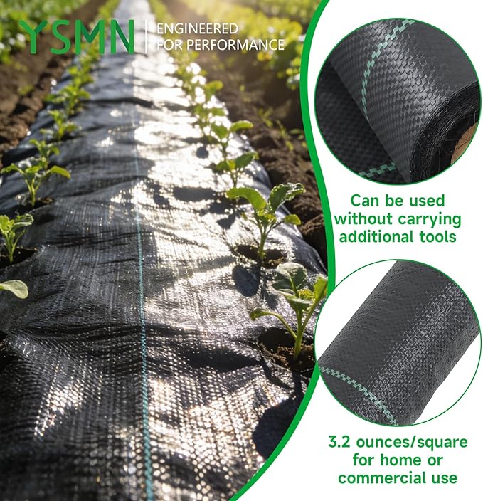 Weed Barrier Fabric Planting Cover - 6 x 200 FT Heavy Duty Landscape Fabric Ground Cover Block for Outdoor Planting