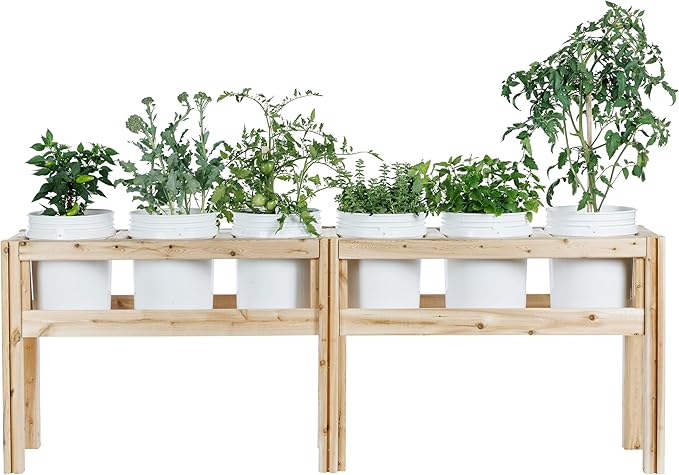 Greenes Fence Six Bucket Elevated Cedar Wood Garden Frame 84 in. x 16 in. x 30 in. - Made in USA with North American Cedar