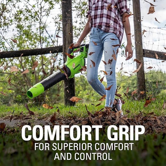 Greenworks 48V (24V x 2) Cordless Axial Leaf Blower (125 MPH / 515 CFM / 200+ Compatible Tools) (2) 2.0Ah Batteries and Dual Port Charger Included
