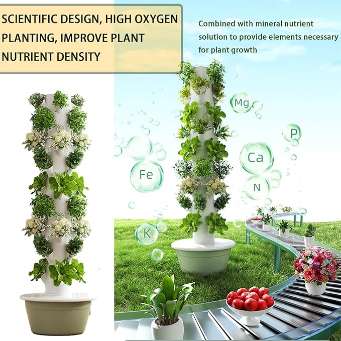 Indoor Hydroponic Garden TowerHydroponic Germination Kit Gardening Loverwith Pumpwith Seedling Tray Planting Cottonfor BalconiesCourtyards. Green-5layers