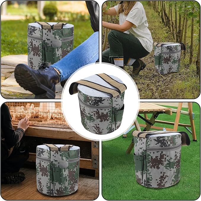 jojofuny Portable Small Garden Stool with 25cm Height and Carrying Pocket Lightweight Outdoor Gardening Workseat for Weeding Farming Camping and Travel Use Random Style