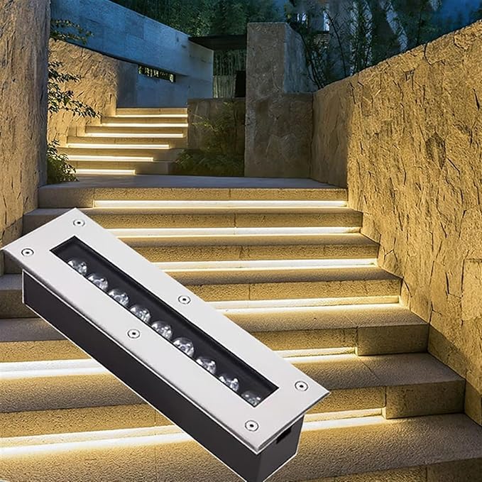 LED Landscape Lights - LED Ground Spotlights 110-240V Rectangle Outdoor Recessed Floor Lamp IP67 Waterproof Underground Light LED Decorative Lighting Buried Light(Blue Light48W)