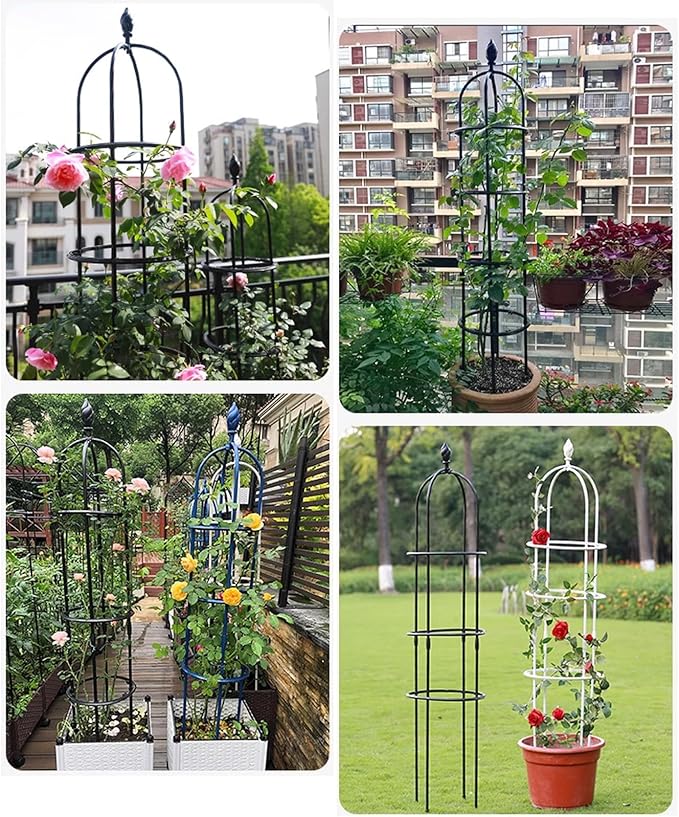 Garden Trellis for Climbing Plants Heavy Duty Strong Tubular Plant Cage Metal Garden Trellis Plant Support for Climbing Vines for Flowers Vegetable Fruits Vines SupportBlack210cm