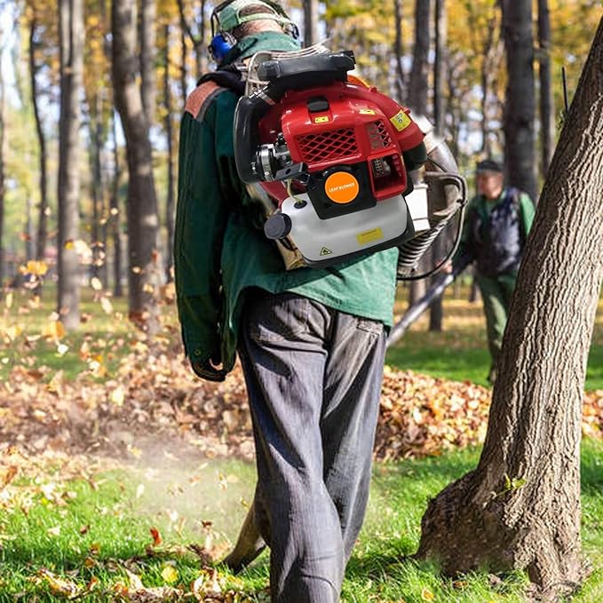 Leaf Blower Backpack Leaf Blower Gas Powered 2-Stroke Engine 900 CFM 2.3L Tank Leaf Blower 80CC Snow Blower Handheld Leaf Blower for Lawn Care Patio Orange Ship from USA Red