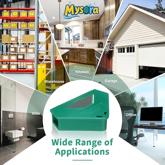 6 Pack Mouse Bait Stations with Visible Window &amp Keys Lockable Rodent Control Boxes Triangular Mice Traps Box for Indoor Outdoor Corners Garage Kitchen Bait Not Included (Green)