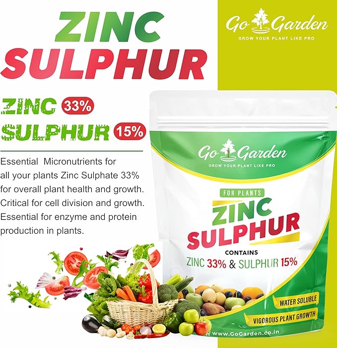 Go Garden Zinc Sulphate (33%) Fertilizers for Potted and Gardening Plant - Fertilizer for All Types of Plants 900 G Powder
