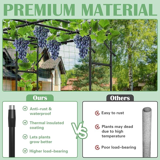 Garden Arch Trellis 87in H x 118in L Large Garden Arch Arbor Trellis for Climbing Plants Outdoor Plant Support for Cucumber Grape VineTall Metal Gardens Archway for Lawn Party Ceremony