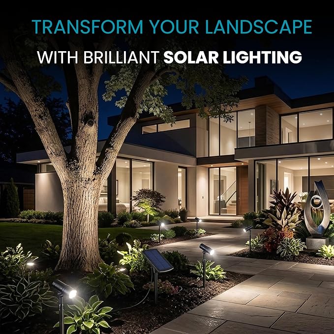 Energizer Solar-Powered Garden Lights - 2 Pack Oil Rubbed Bronze LED Spotlight with Smart Focus &amp 100 Lumen Output Waterproof &amp Easy to Install Solar Landscaping Lights for Lawn &amp Patio D