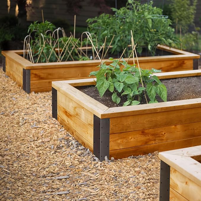Set of 8 Raised Garden Bed Corner Brackets with Wood Screws for 20-24 Bed Rust Resistant Raised Bed Corners Metal Connectors 11 x 3 x 3 for Vegetable Planter Garden