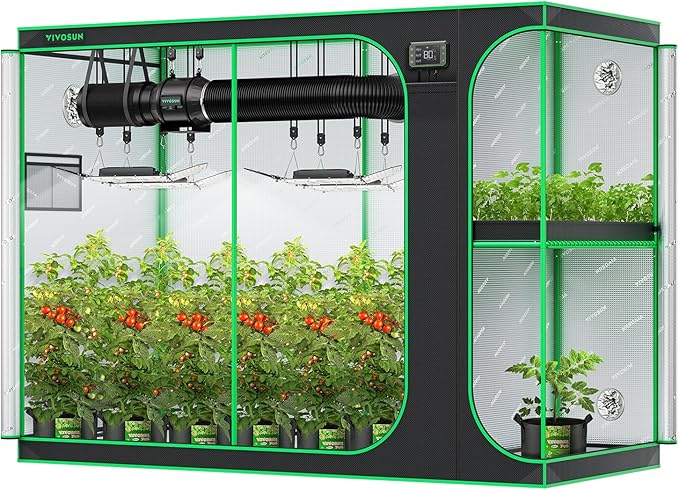 VIVOSUN D948 2-in-1 9x4 Grow Tent 108x48x80 High Reflective Mylar with Multi-Chamber and Floor Tray for Hydroponic Indoor Plant