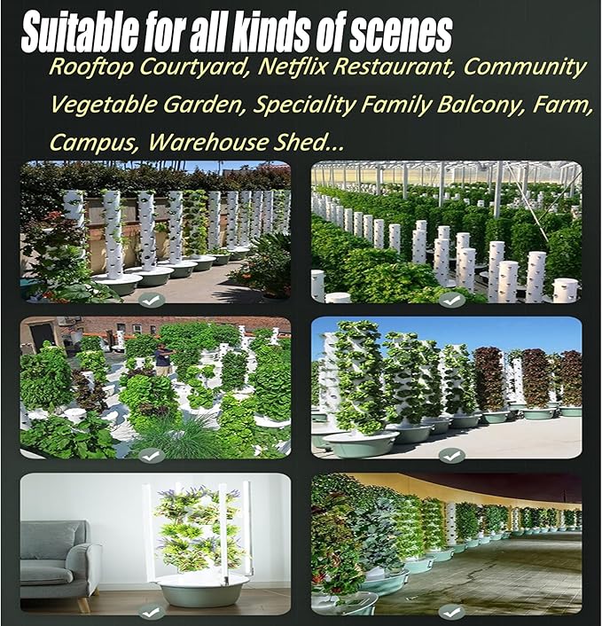 5/7/9 Tier Outdoor Indoor Hydroponic Grow Kit Hydroponics Growing System Tower with LED Grow Light for Gardening Lover7Tier (no Lights)
