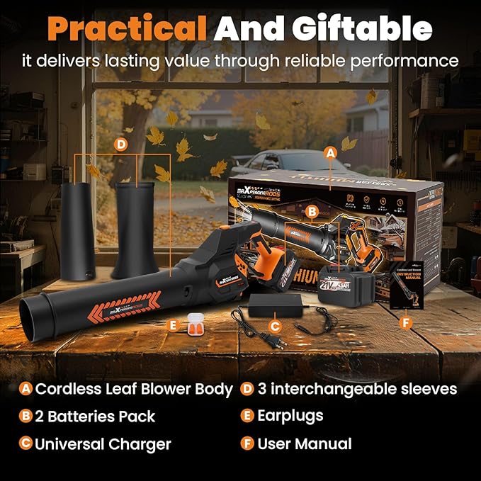 maXpeedingrods Leaf Blower Cordless 650CFM Electric Leaf Blower with 2 x 4.5Ah Batteries &amp Fast Charger 180° Deformation Blower Lightweight Leaf Blower for Lawn Care Garden Patio &amp Outdoo