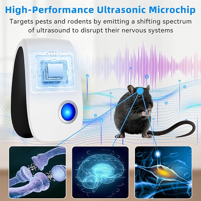 Upgraded Ultrasonic Repellent Indoor Pest Repellent Electronic Plug in Pest Control for Roach Ant Rodent Mouse Bugs Mosquito Spider Repellent for House Garage Warehouse (12 Packs)