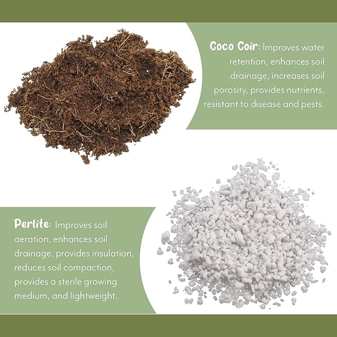 Soil Sunrise Coco Peat Perlite Potting Mix (4 Quarts) Loose Coconut Coir and Perlite