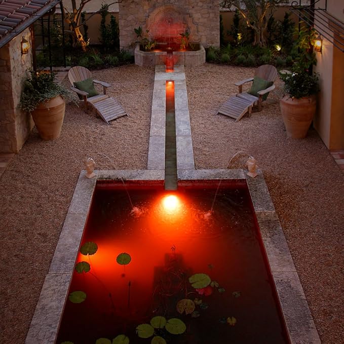 9W LED Underwater Pond Lights Red Lighting Works with 12V AC/DC Stainless Steel Light Fixture with IP68 Waterproof Rating Suitable for Ponds Waterfalls Patio &amp Garden Outdoor Landscape Lighti