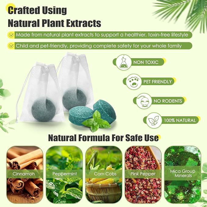 Rodent Repellent Outdoor24 Pack Peppermint Oil Spray for Rodents Moth Balls for Outdoor Use - Safe for Humans &amp Pets - Spider Repellent Outdoor/Inside Moth Defense - House &amp Car Engine Prot