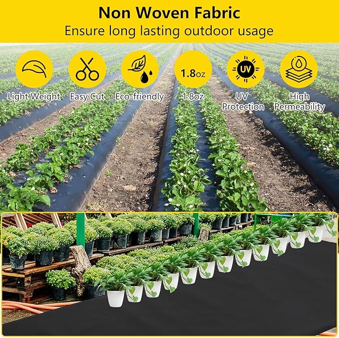 4ft x 100ft Weed Barrier Landscape Fabric 1.8oz Premium Non-Woven Ground Cover Weed Block Gardening Mat Easy Setup Superior Weed Control for Erosion Control Weed Block Ground Cover