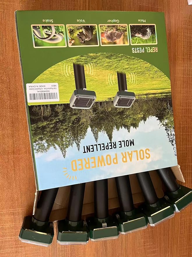 Mole Repellent for Lawns 8 Pack Solar Powered Mole Repeller Ultrasonic Gopher Deterrent Outdoor Waterproof Vole Vibration StakesSonic Spike for Rodent Groundhog Snake Chipmunk
