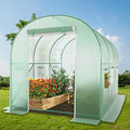 Walk-in Greenhouse 10x7x7 FT Heavy Duty Tunnel Green House for Outdoors Portable Green Houses for Outside Winter Hot House with Metal Frame &amp Roll-up Zipper Door Screen Windows