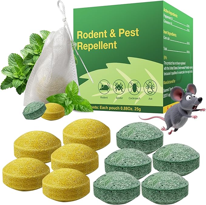 Rodent Repellent with Peppermint Oil – Mouse &amp Squirrel Deterrent for Car Engines Garage Attic – Rat/Mole/Mice Repellent – Indoor Outdoor Use – Alternative to Mouse Trap &amp Moth Balls.(58 Pac