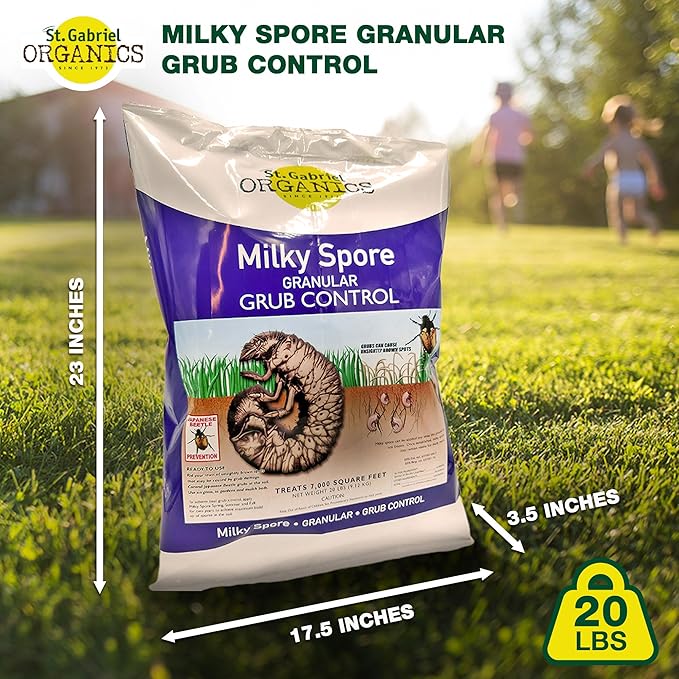 ST. Gabriel Organics - Milky Spore Granular Natural Bacteria Japanese Beetle Grub Killer Lawn and Garden Care Control 20 Pound Pack