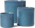 LE TAUCI Ceramic Pots for Plants 10/8/6 Inch Indoor Planters with Draiange Hole Silicone Plug &amp Mesh Pad Modern Minimalist Pots for Home Office Set of 3 Glossy Harbor Blue