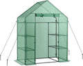 Walk-in Greenhouse Portable Plant Garden House with 4 Tier 8 Shelves &amp Zippered Roll Up Door Mini Growing House for Indoor Outdoor Garden Patio Backyard