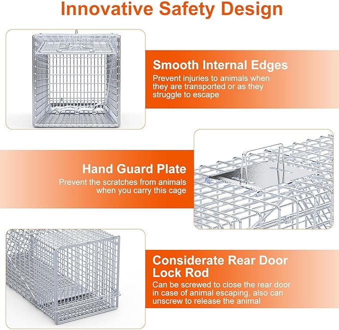Humane Live Animal Trap 37x14x15inch Large Folding Animal Traps Cage for Raccoons Stray Dogs Armadillos Foxes Coyotes Bobcat Easy to Set &amp Release Live Trap