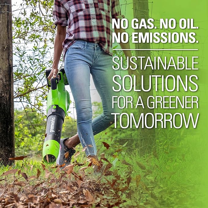 Greenworks 48V (24V x 2) Cordless Axial Leaf Blower (125 MPH / 515 CFM / 200+ Compatible Tools) (2) 2.0Ah Batteries and Dual Port Charger Included